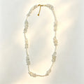 Genuine Moonstone Chips & Freshwater Pearl Beaded Necklace, Multi‑Shade Natural Moonstone Layering Necklace for Women