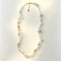 Mixed Pastel Natural Gemstone & Genuine Freshwater Pearl Necklace, Multicolor Crystal Bead Layering Necklace